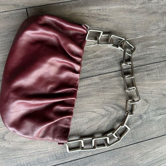 L’Intervalle Chunky Chain Burgundy Shoulder Purse - Picture 3 of 4